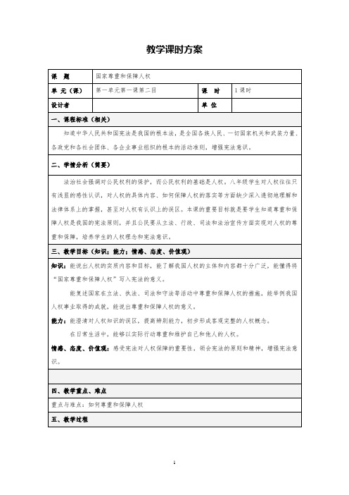 部编人教版道德与法治八下《国家尊重和保障人权》教研公开课教案