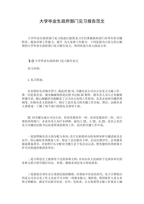 大学毕业生政府部门见习报告范文