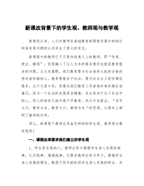 顶岗实习支教心得体会《新课改背景下的学生观、教师观与教学观》