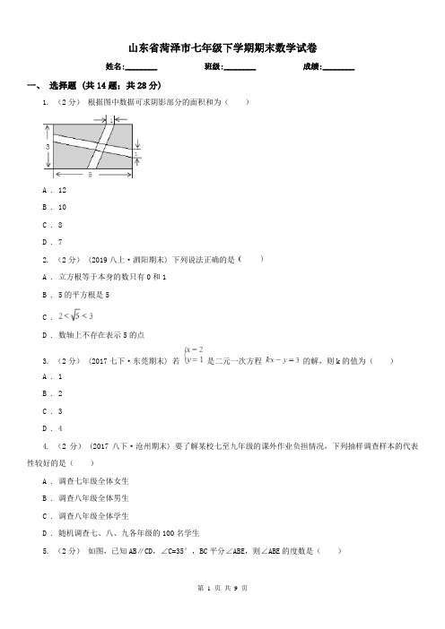 山东省菏泽市七年级下学期期末数学试卷