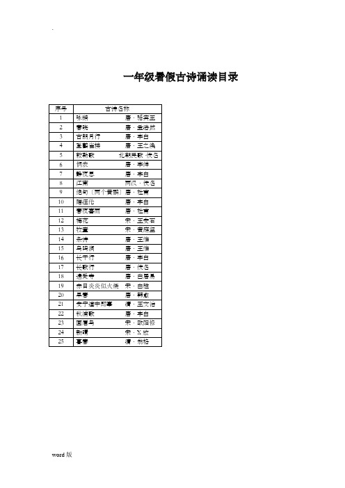 一年级古诗诵读1-25首(带拼音版)