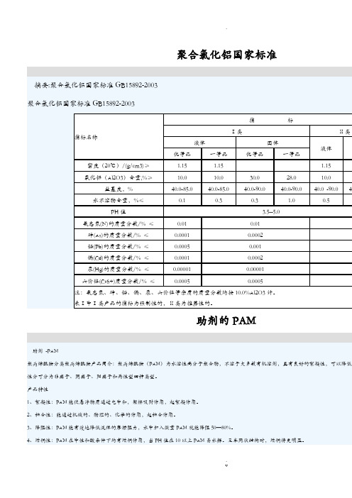 聚合氯化铝国家标准