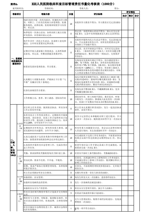 医院目标考核量化表  临床类