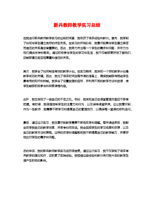 新兵教师教学实习总结