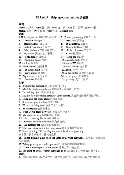 [译林版]5B Unit5  Helping our parents知识梳理