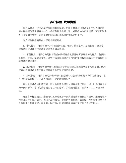 客户标签 数学模型