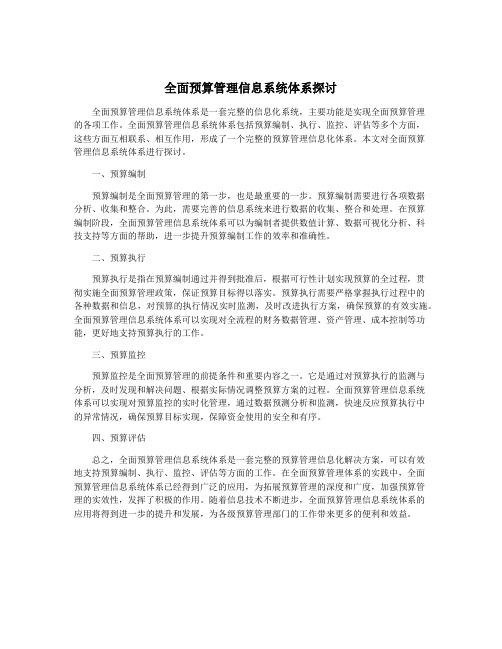 全面预算管理信息系统体系探讨