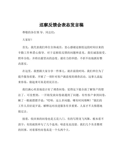 巡察反馈会表态发言稿