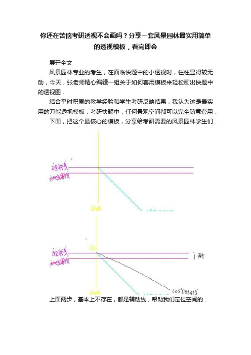 你还在苦恼考研透视不会画吗？分享一套风景园林最实用简单的透视模板，看完即会