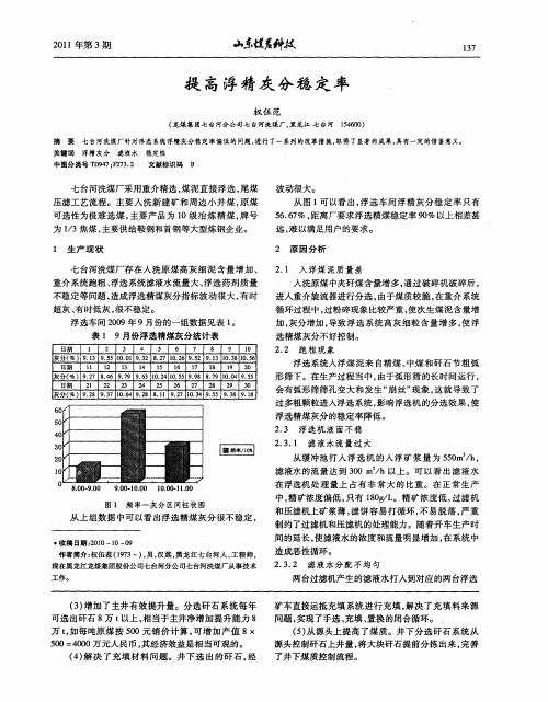 提高浮精灰分稳定率