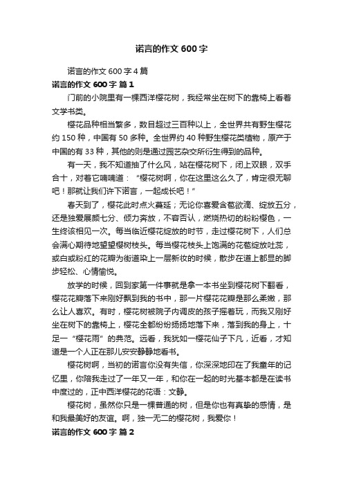 诺言的作文600字4篇