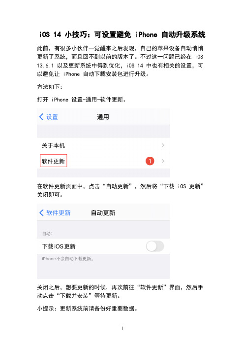 iOS 14 小技巧：可设置避免 iPhone 自动升级系统