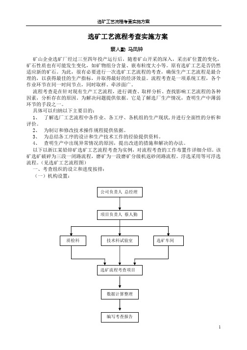 选矿工艺流程考查实施方案