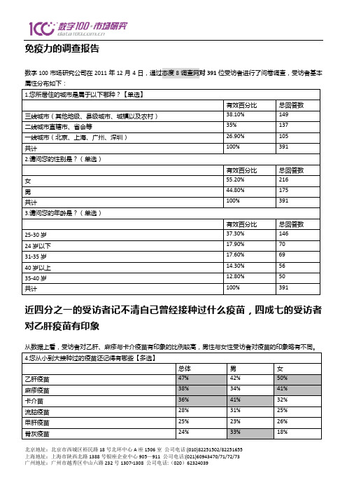 免疫力的调查报告
