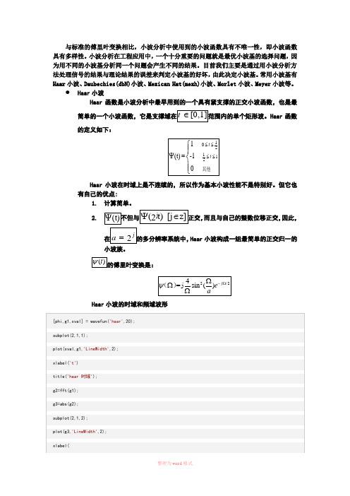 五种常见小波基函数及其matlab实现-文档