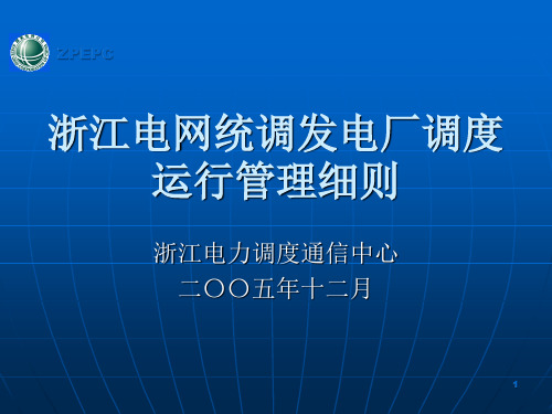 浙江电网统调发电厂调度运行管理细则