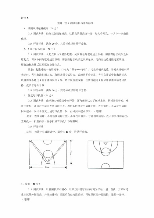 篮球测试项目评分标准