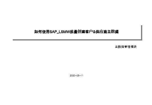 SAP_LSMW供应商批量创建操作手册模板