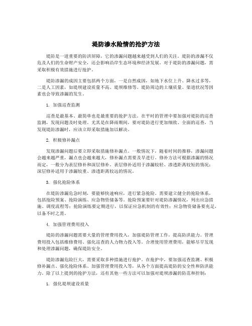 堤防渗水险情的抢护方法