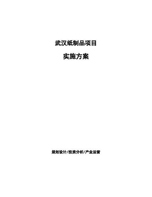 武汉纸制品项目实施方案投资分析报告