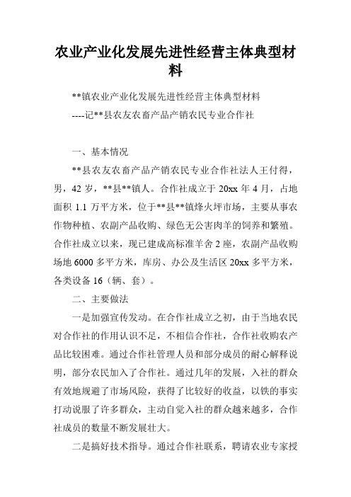 农业产业化发展先进性经营主体典型材料