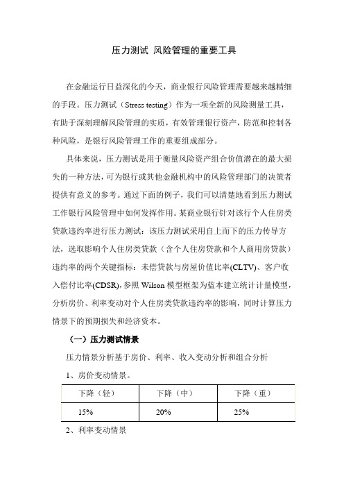 压力测试 风险管理的重要工具