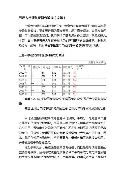 五邑大学理科录取分数线（安徽）