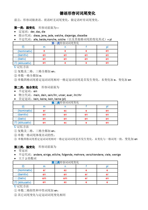 德语形容词词尾变化