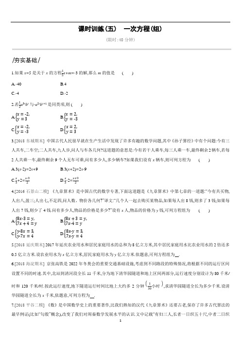 课时训练05 一次方程(组)