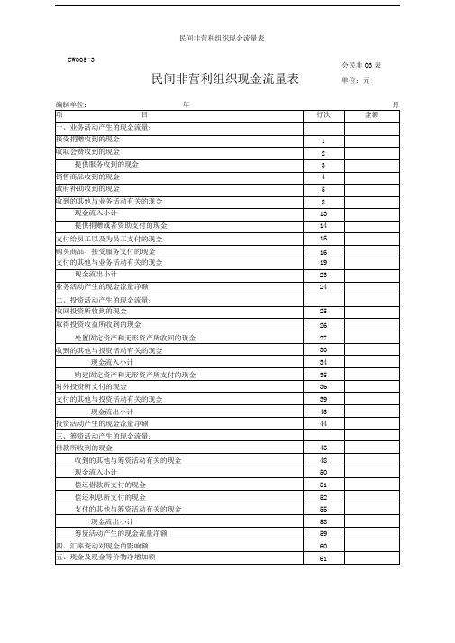 民间非营利组织现金流量表