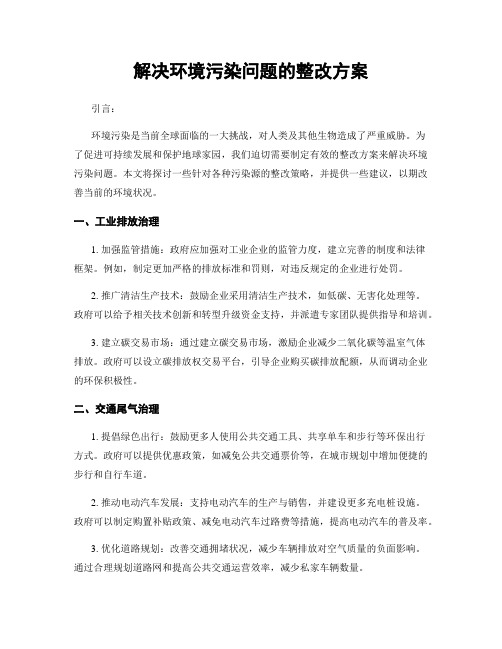 解决环境污染问题的整改方案