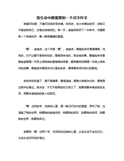 我生命中最重要的一个汉字作文