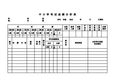 中小学考试成绩分析表(各教师填写)