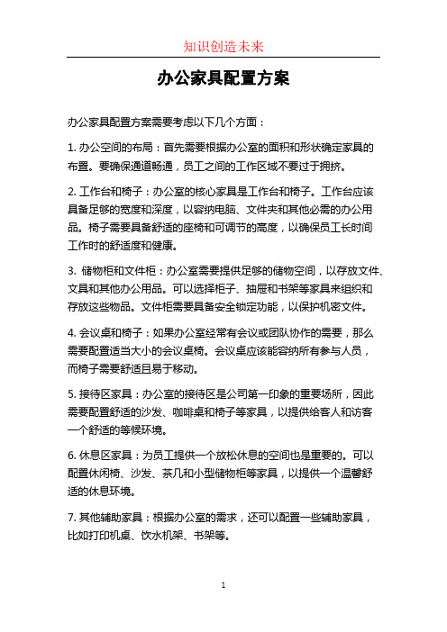 办公家具配置方案