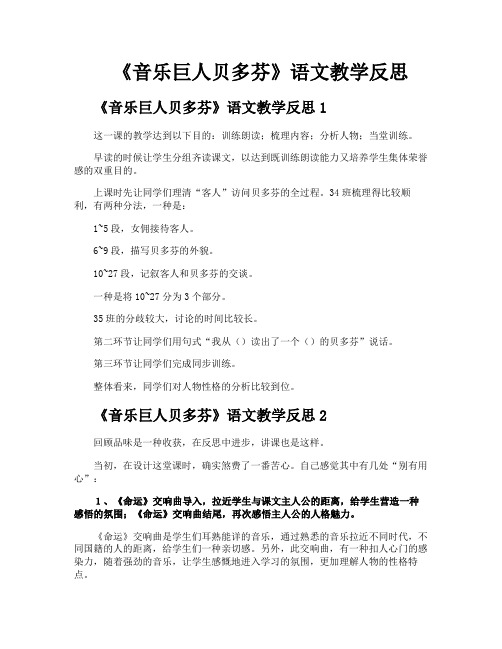 《音乐巨人贝多芬》语文教学反思