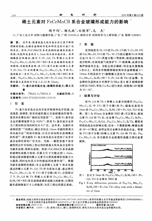 稀土元素对FeCrMoCB系合金玻璃形成能力的影响