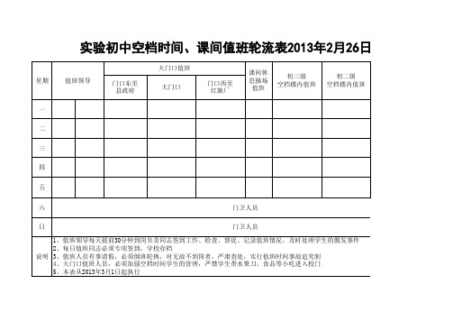 值班轮流表