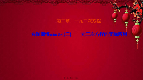 九年级数学 第二章 一元二次方程专题训练(二)一元二次方程的实际应用作业