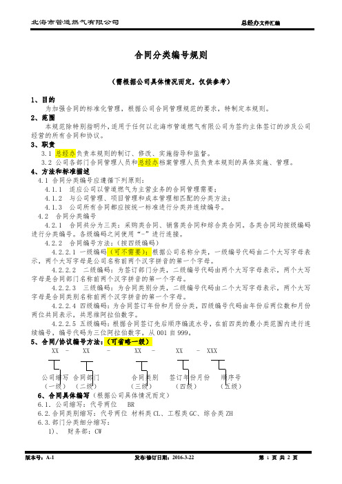 合同分类编号规则