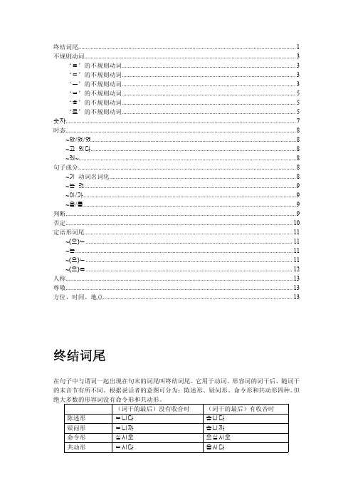 《轻松学韩语》初级上、下册语法整理