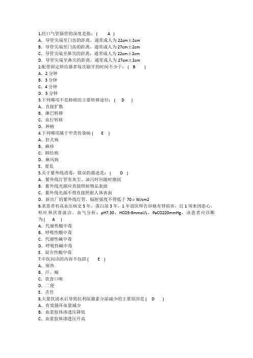 2016年护理资格考点：经口气管插管的深度重点