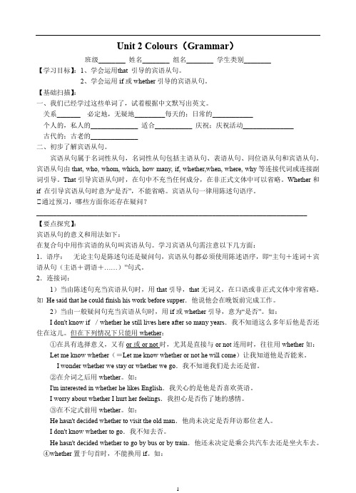 译林牛津版九年级英语上Unit 2 Colours(Grammar)教学设计