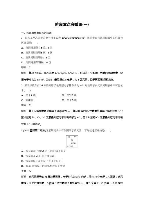 高中化学选择性必修二 同步讲义   第1章 阶段重点突破练(一)