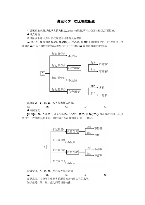 高三化学一类无机推断题