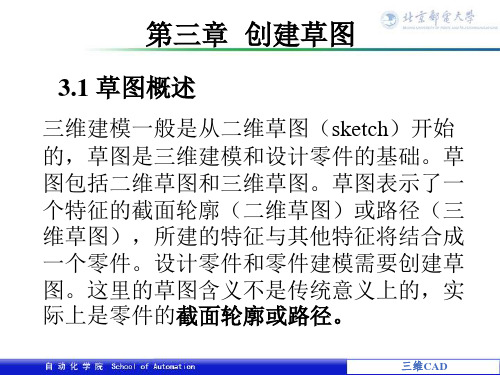 三维CAD第3章 创建草图63页PPT
