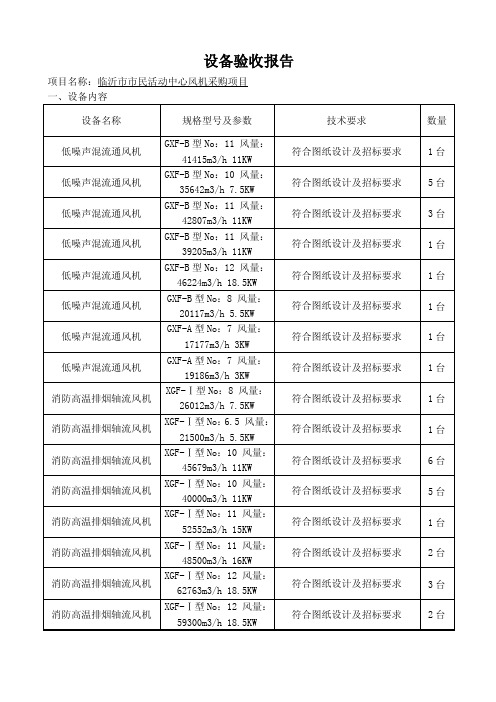 风机设备验收报告