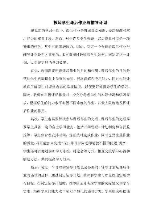 教师学生课后作业与辅导计划