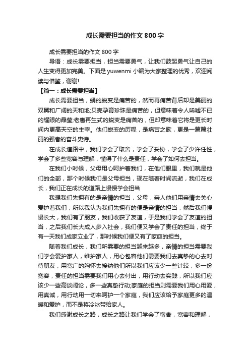 成长需要担当的作文800字