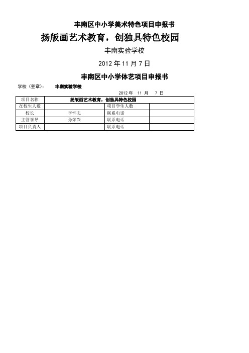 丰南区中小学美术特色项目申报书