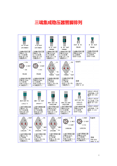 三端集成稳压器管脚排列